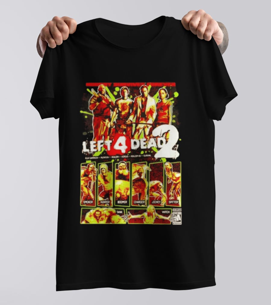 Left 4 Dead 2 Nobody Survives Forever Bill Zoey Francis Louis Hunter Boomer Charger Spitter Tank Witch T-Shirt