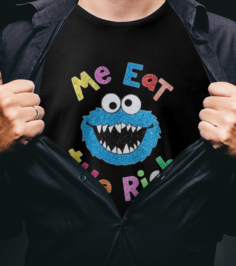 Me Eat The Rich Monster Face Colorful Letters T-Shirt
