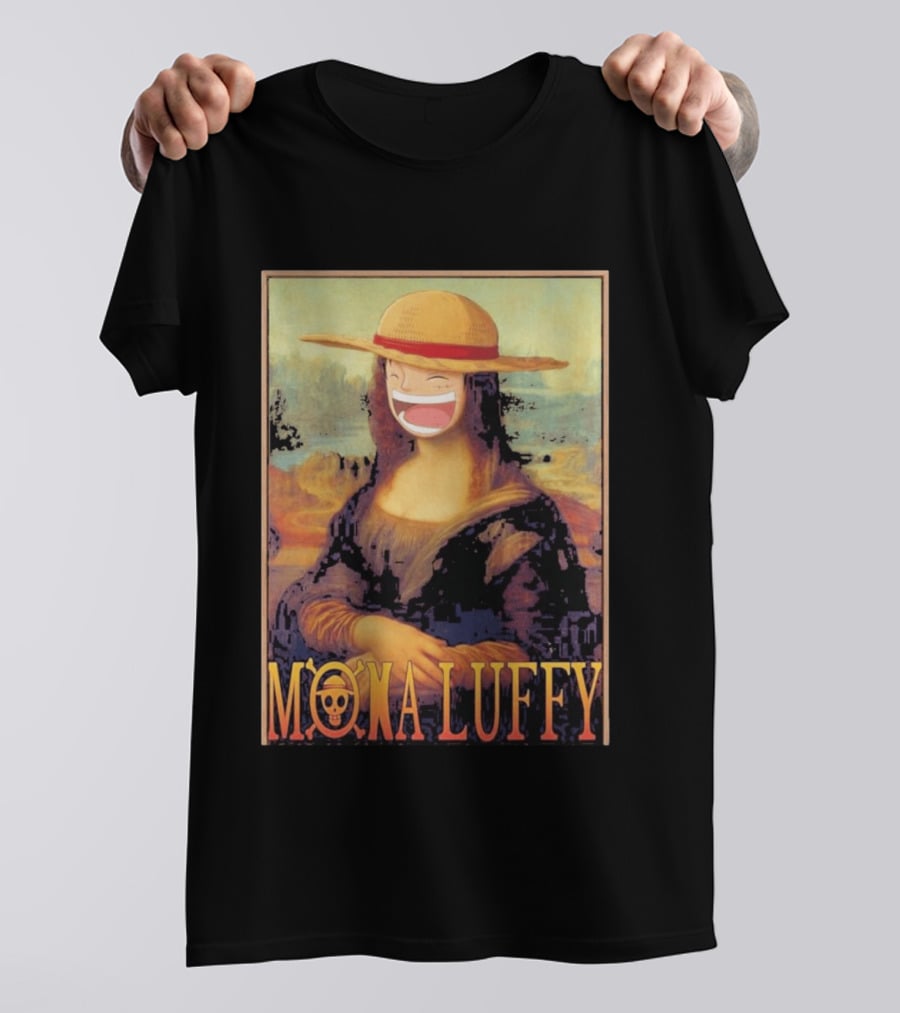 Mona Luffy Anime Mashup Mona Lisa T-Shirt