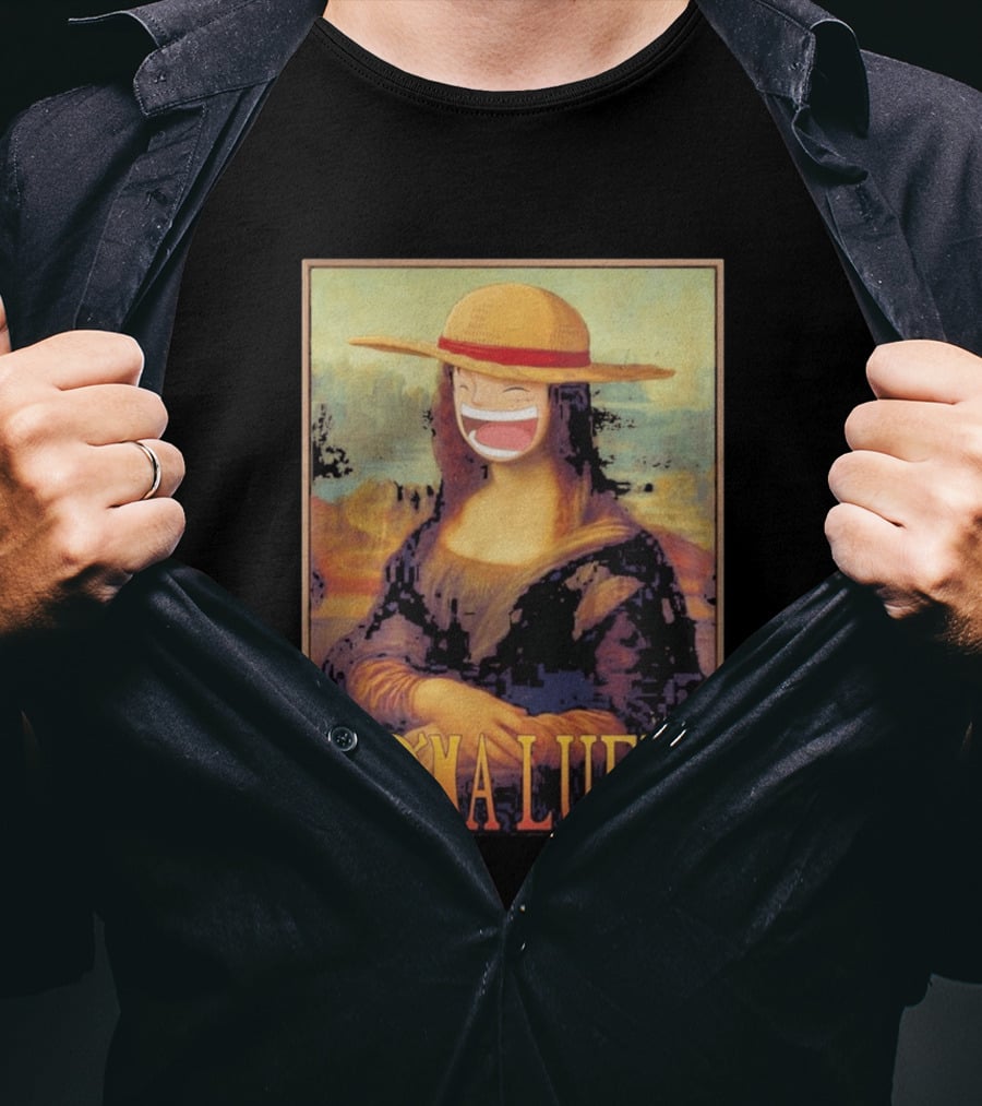 Mona Luffy Anime Mashup Mona Lisa T-Shirt