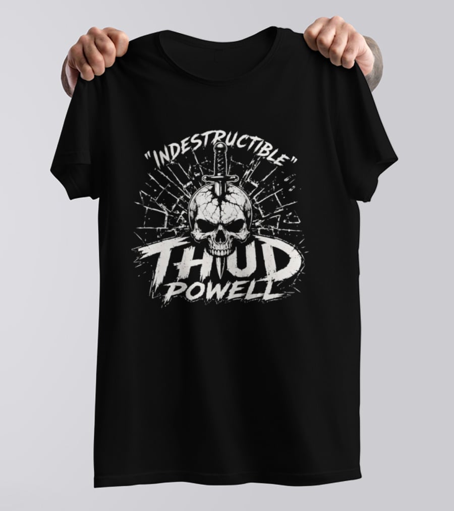 Indestructible Thud Powell Skull Sword Artwork Explosion T-Shirt