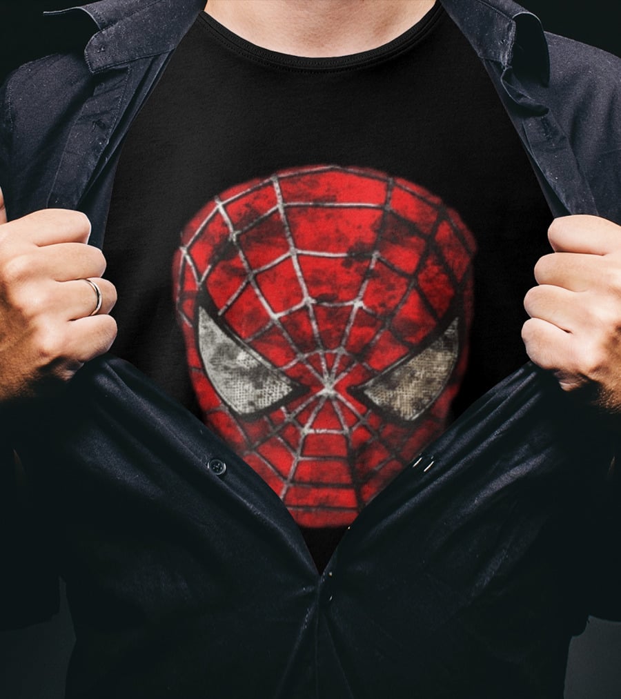 Spider Man 2 With Great Power Comes Great Responsibility Two Sided Iconic Mask T-Shirt