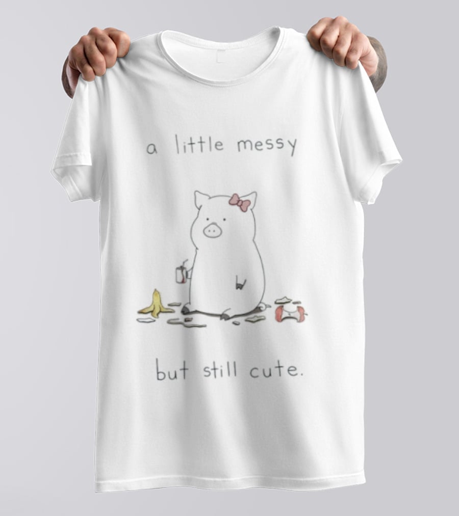 A Little Messy But Still Cute Pig Red Bow Banana Peels T-Shirt