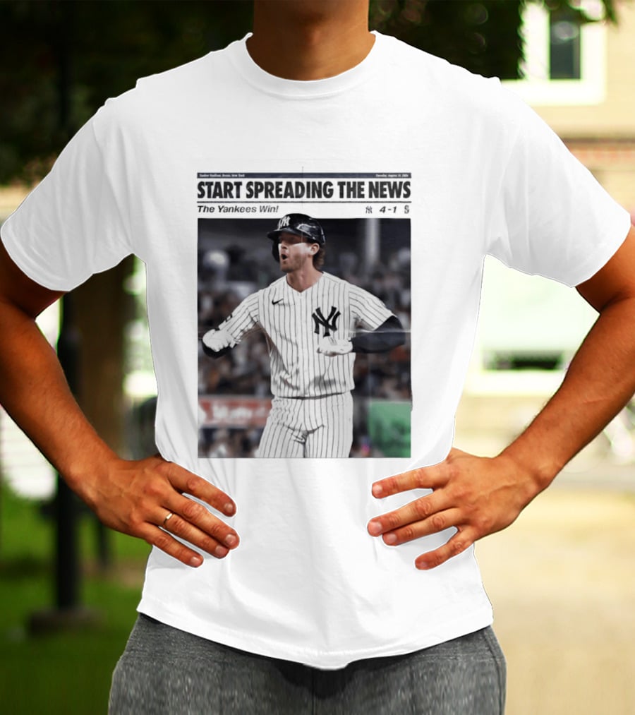 Anthony Volpe New York Yankees Start Spreading The News Pinstripe Jersey Celebration T-Shirt