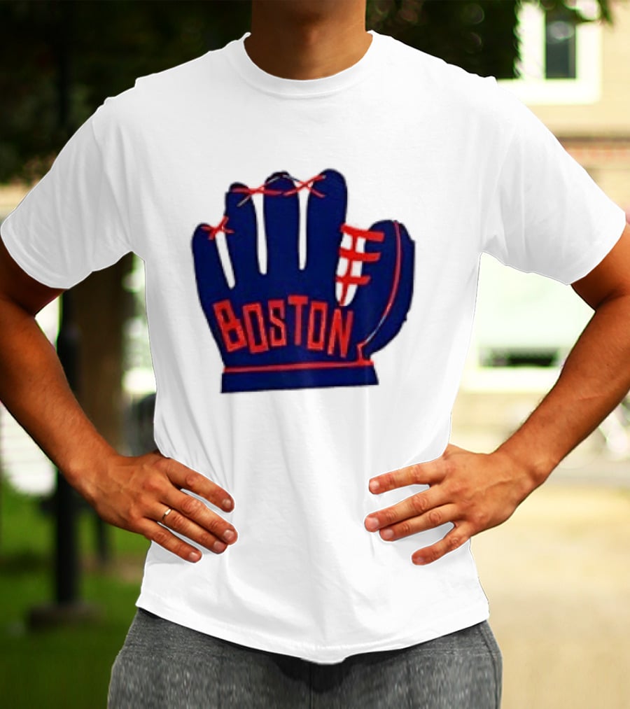 Boston Red Sox MLB Hat And Glove Baseball Club T-Shirt