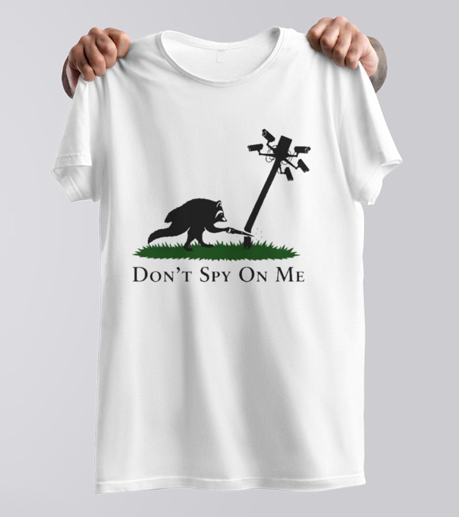 Jimothy Don't Spy On Me Raccoon Cutting Camera Pole T-Shirt