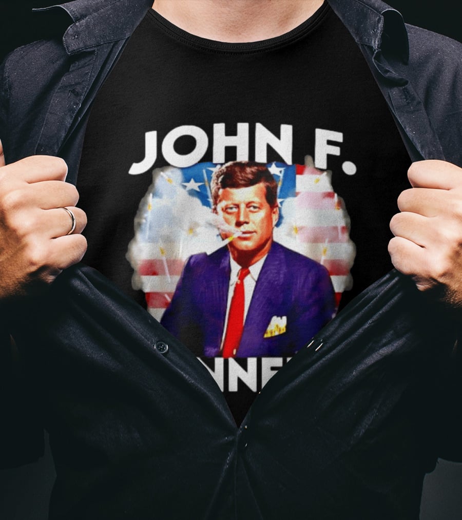 John F Pennedy JFK President Smoking Vape Flag T-Shirt