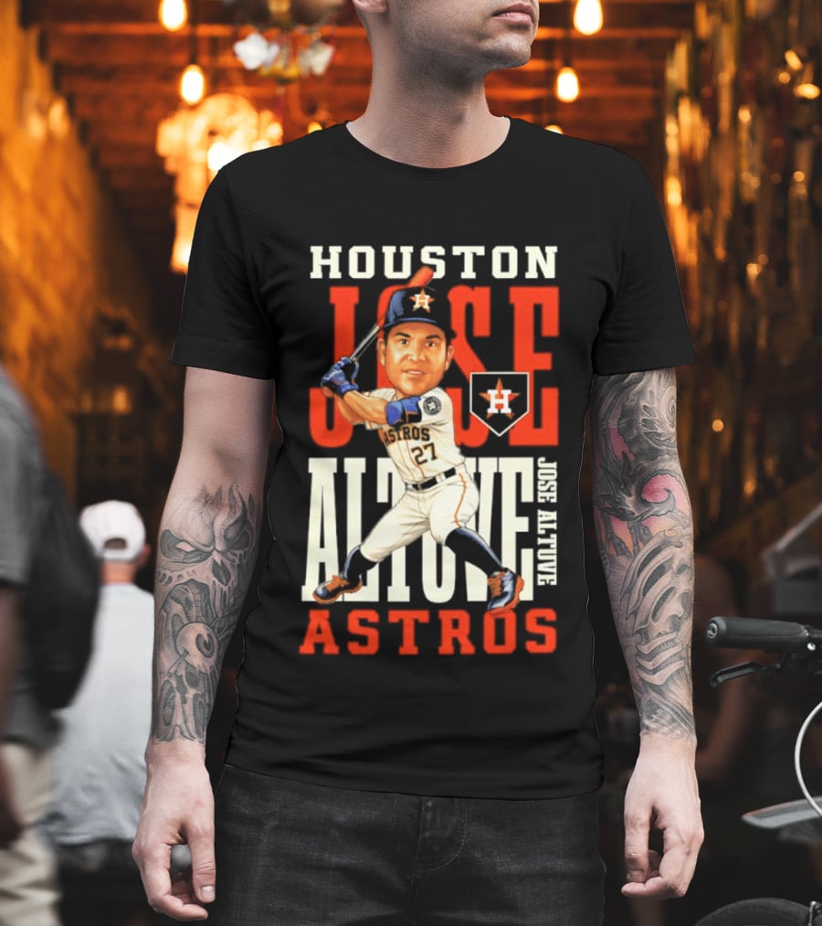 Houston Astros Jose Altuve Baseball Caricature T-Shirt