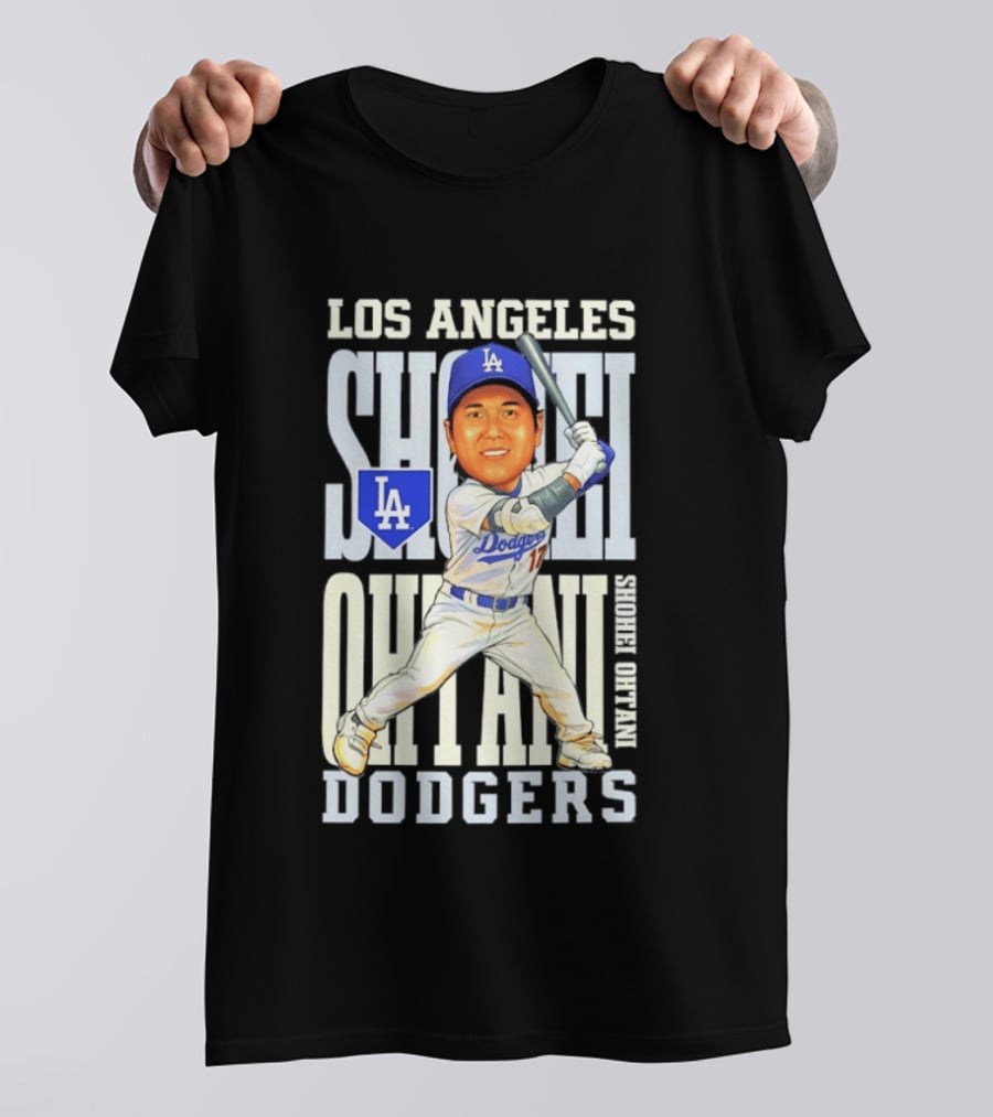 Los Angeles Dodgers Shohei Ohtani Caricature Dodgers Baseball T-Shirt