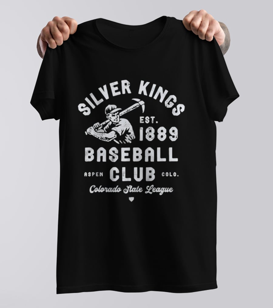 Silver Kings Baseball Club Est 1889 Aspen Colorado State League Colo T-Shirt