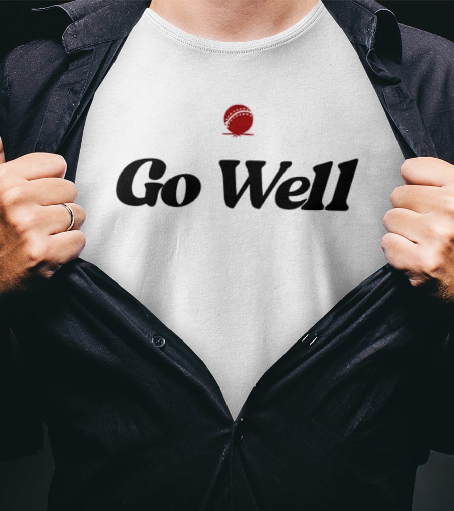 Go Well Cheers Cricket Red Ball Icon 2 Sided T-Shirt