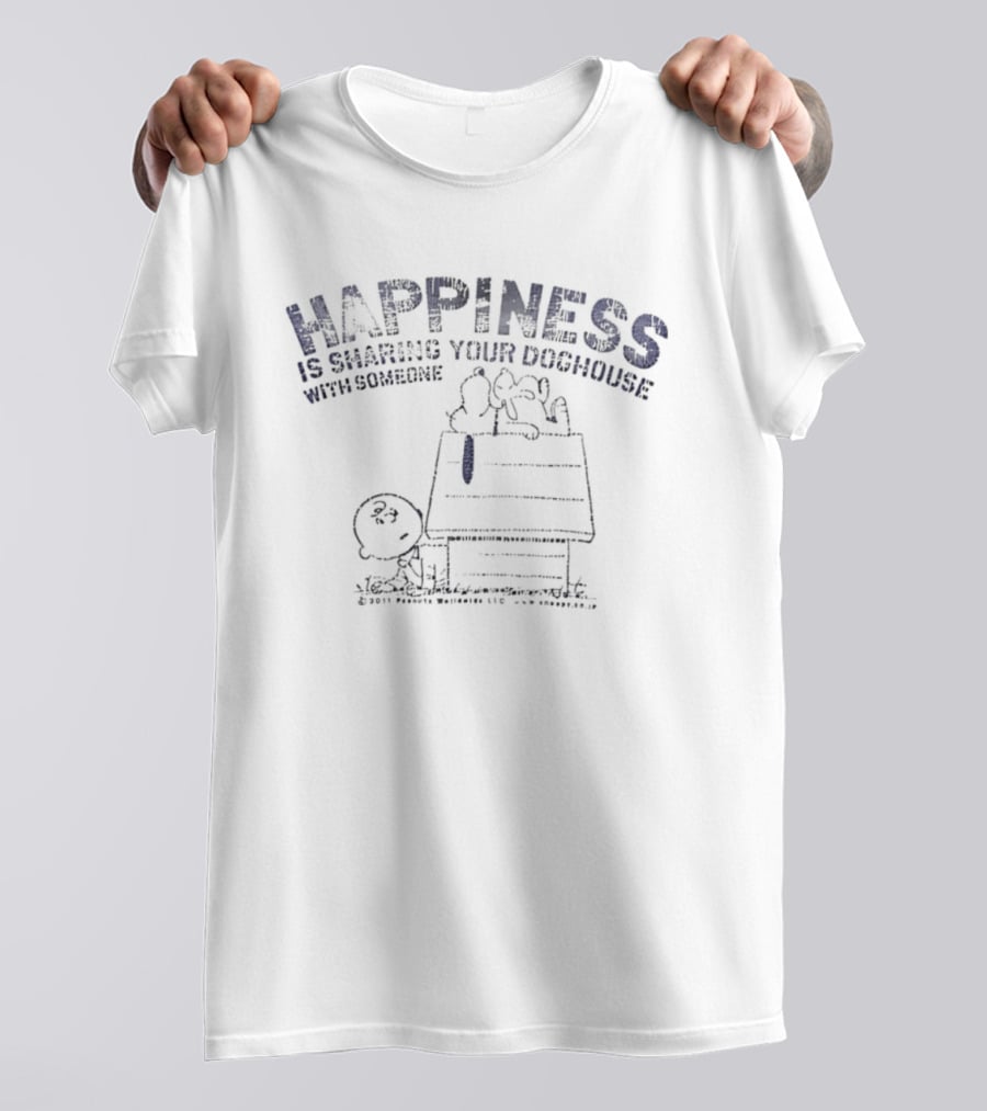 Happiness Is Sharing Your Doghouse With Someone Peanuts Snoopy And Woodstock Charlie Brown T-Shirt