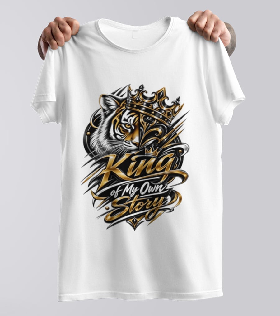 King Of My Own Story Tiger Crown Motif T-Shirt