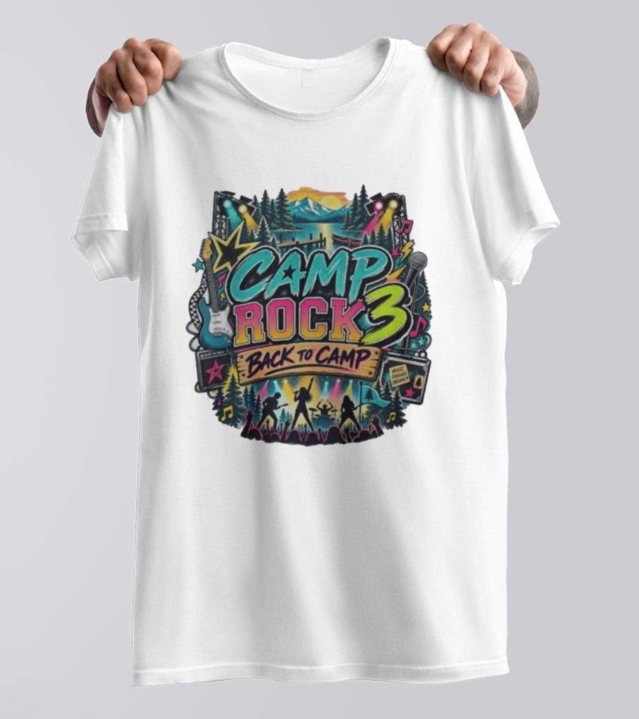 Camp Rock 3 Back To Camp Music Stage Adventure With Guitars And Stars T-Shirt