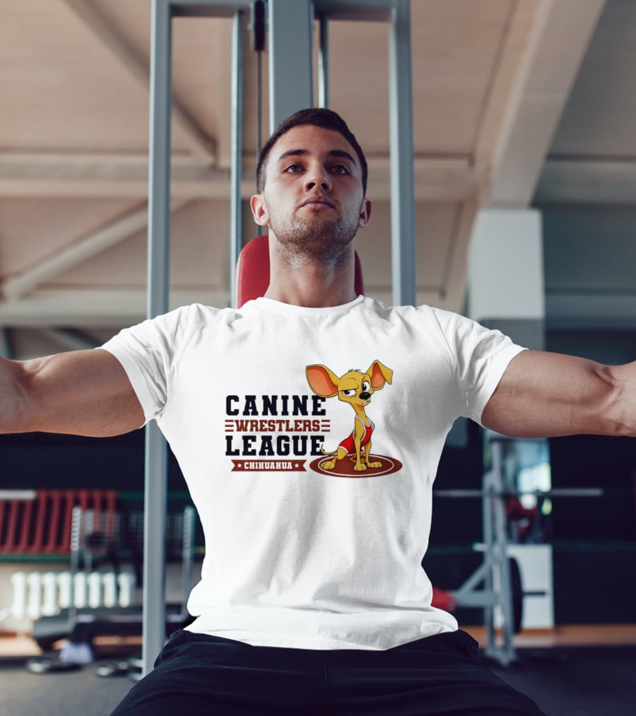 Canine Wrestlers League Chihuahua Wrestler Cartoon T-Shirt