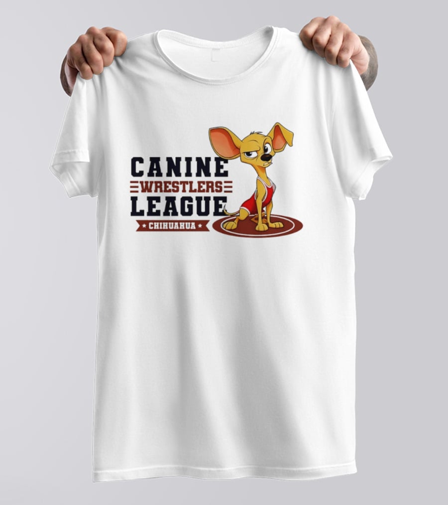Canine Wrestlers League Chihuahua Wrestler Cartoon T-Shirt