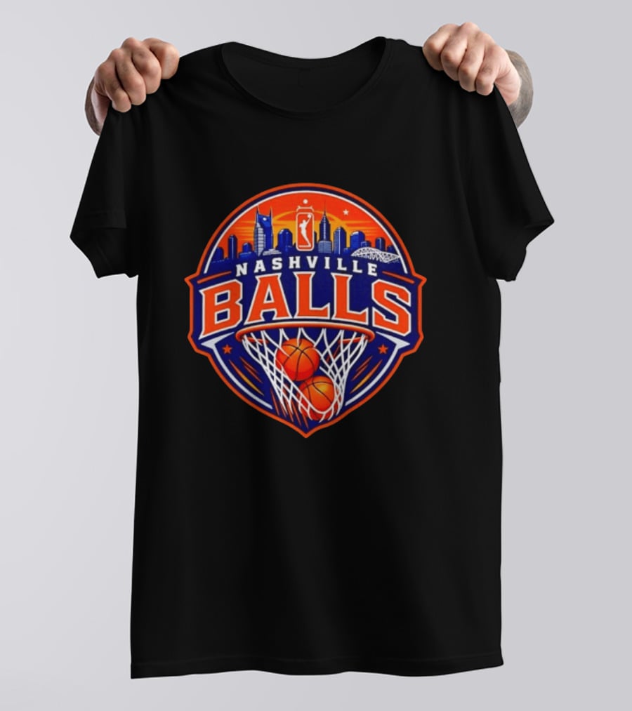 Nashville Balls Basketball Sports Skyline And Net T-Shirt