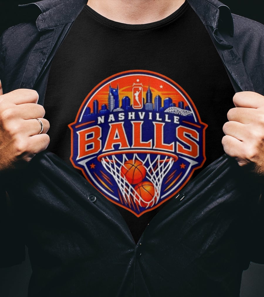Nashville Balls Basketball Sports Skyline And Net T-Shirt