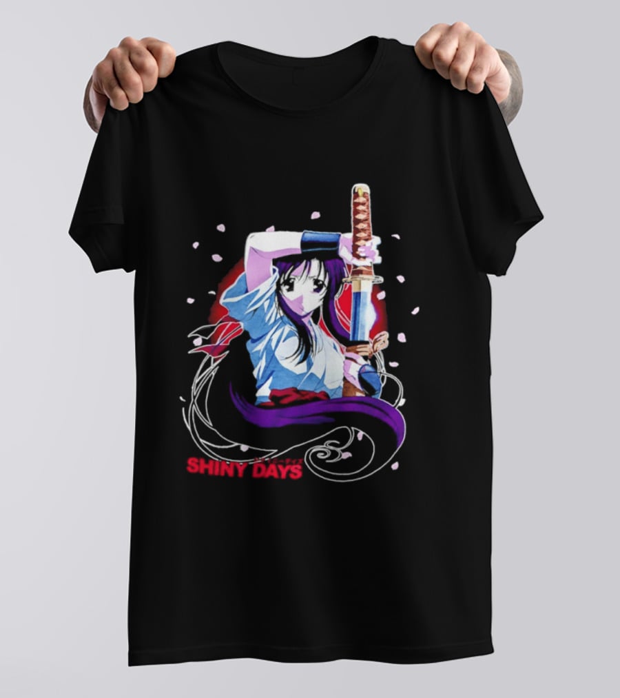 Shiny Days Anime Girl Katana Samurai T-Shirt
