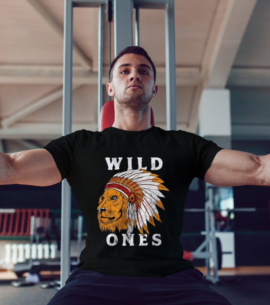 Wild Ones Lion Native American Headdress T-Shirt