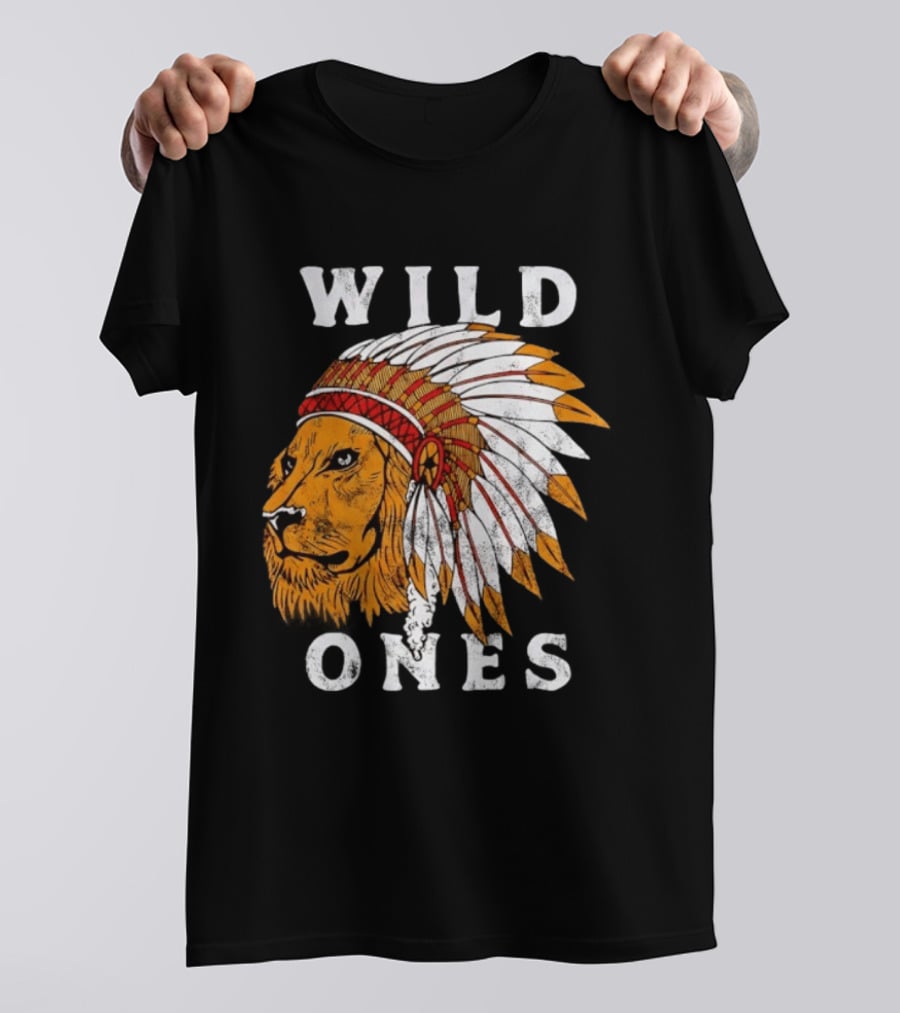 Wild Ones Lion Native American Headdress T-Shirt