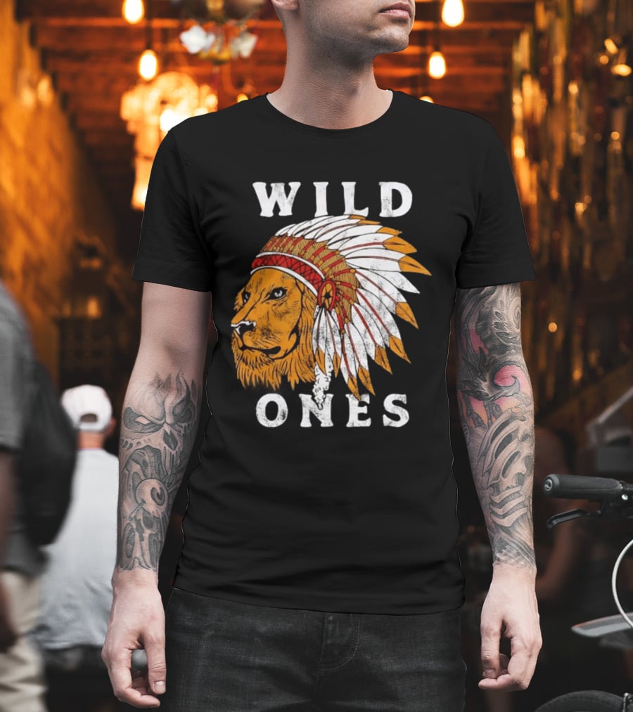 Wild Ones Lion Native American Headdress T-Shirt