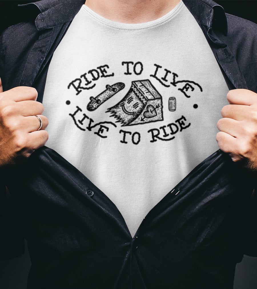 Ride To Live Live To Ride Skateboard Beer House T-Shirt