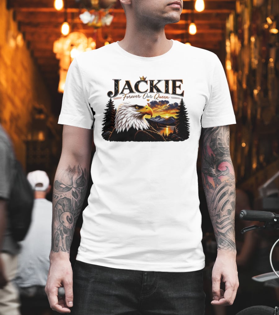 Jackie Forever Our Queen Eagle Sunset Mountain Scene T-Shirt
