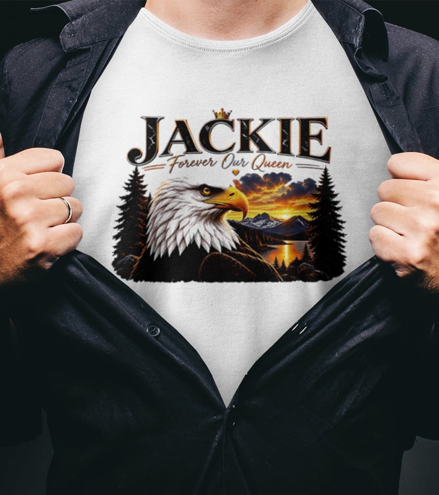 Jackie Forever Our Queen Eagle Sunset Mountain Scene T-Shirt