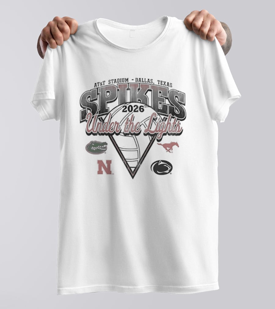 AT&T Stadium Spikes Under The Lights 2026 Dallas Texas Gators Huskers Mustangs Football Event T-Shirt