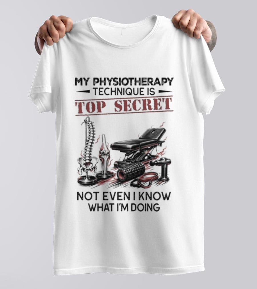 My Physiotherapy Technique Is Top Secret Not Even I Know What I'm Doing With Spinal Cord And Adjustment Table T-Shirt