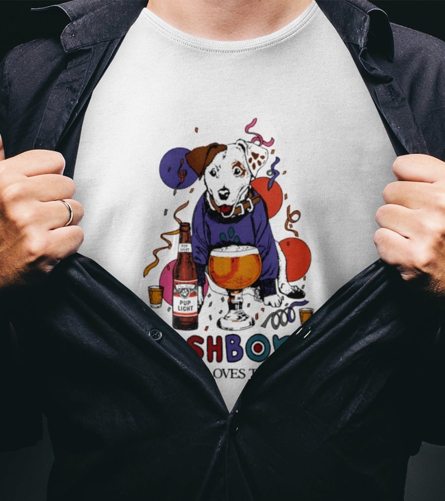 Wishbone Really Loves To Party Dog Beer Celebration T-Shirt