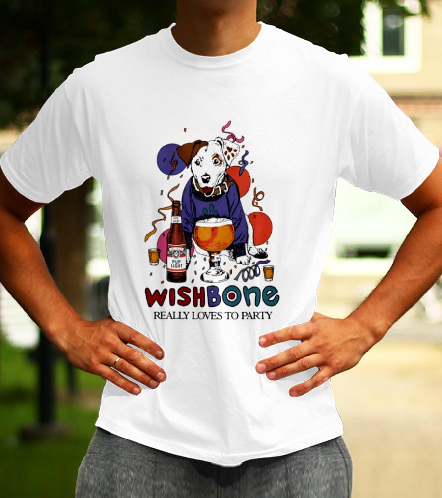 Wishbone Really Loves To Party Dog Beer Celebration T-Shirt