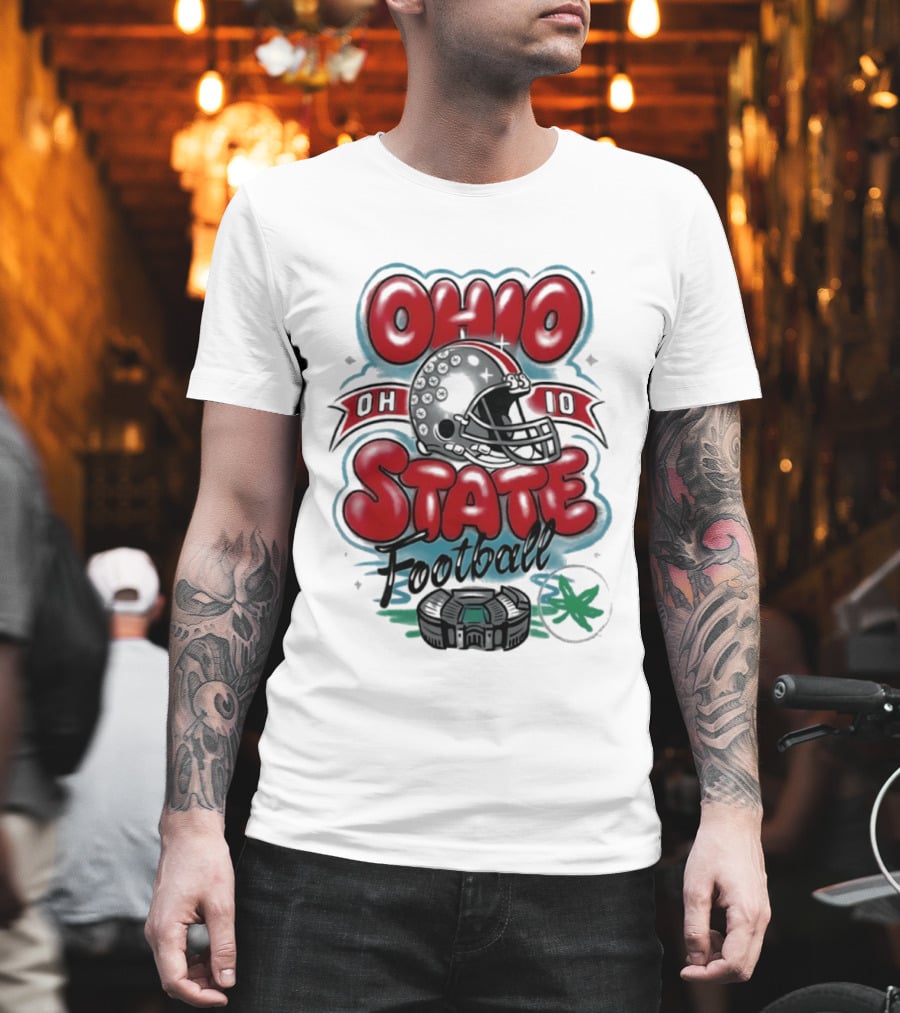 Ohio State Buckeyes Football 90s Bootleg Airbrush Helmet Stadium T-Shirt