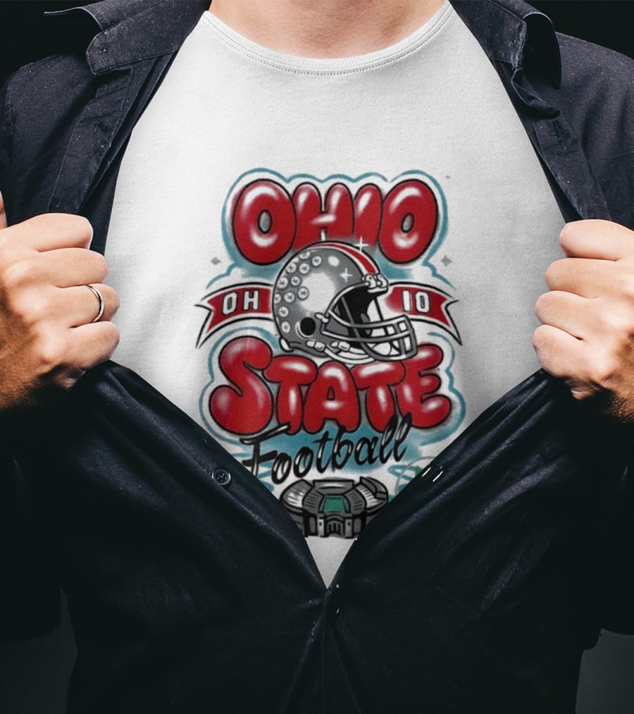 Ohio State Buckeyes Football 90s Bootleg Airbrush Helmet Stadium T-Shirt