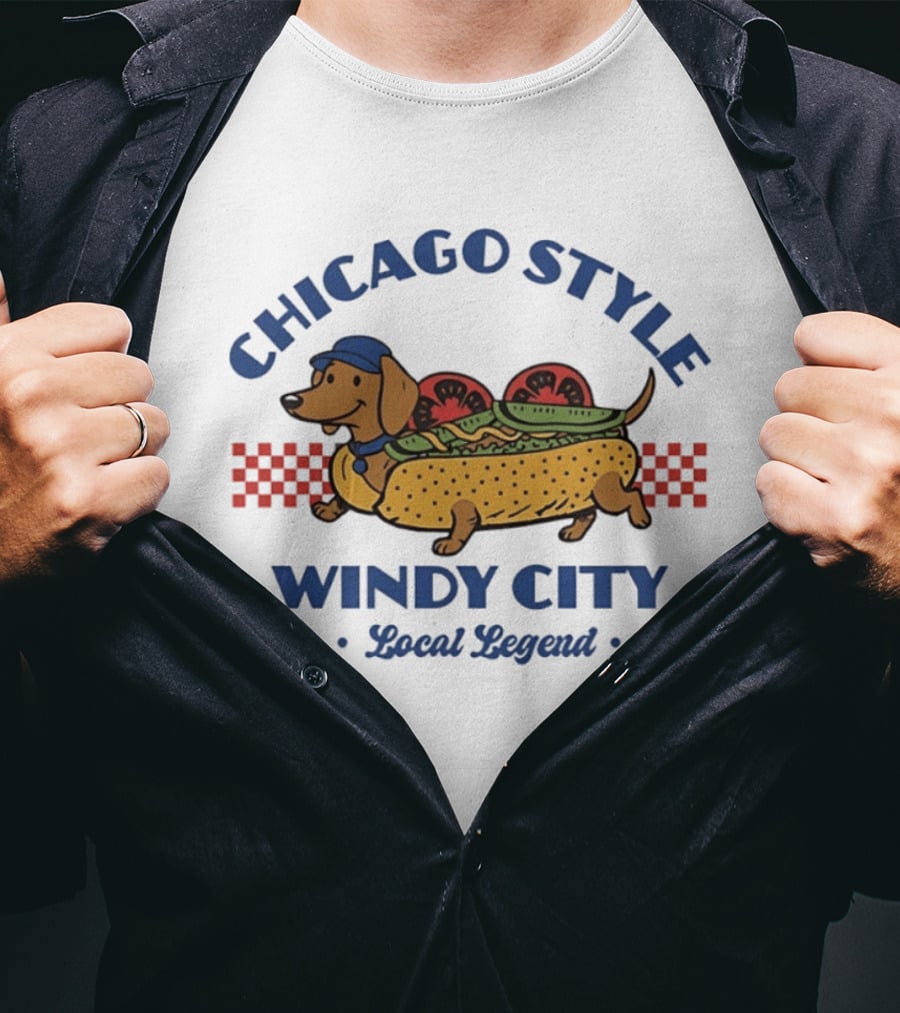 Chicago Style Windy City Local Legend Dachshund Hot Dog T-Shirt