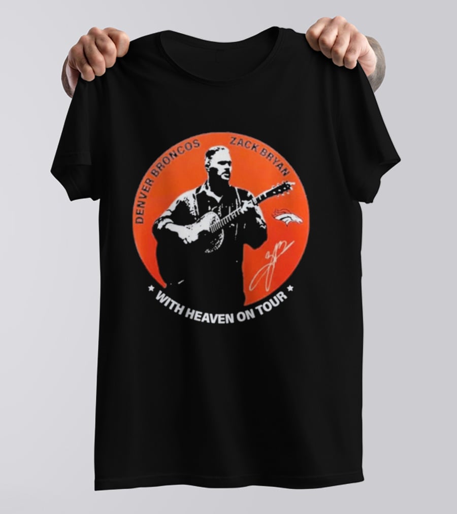 Denver Broncos 2026 Zach Bryan With Heaven On Tour Football Collaboration T-Shirt