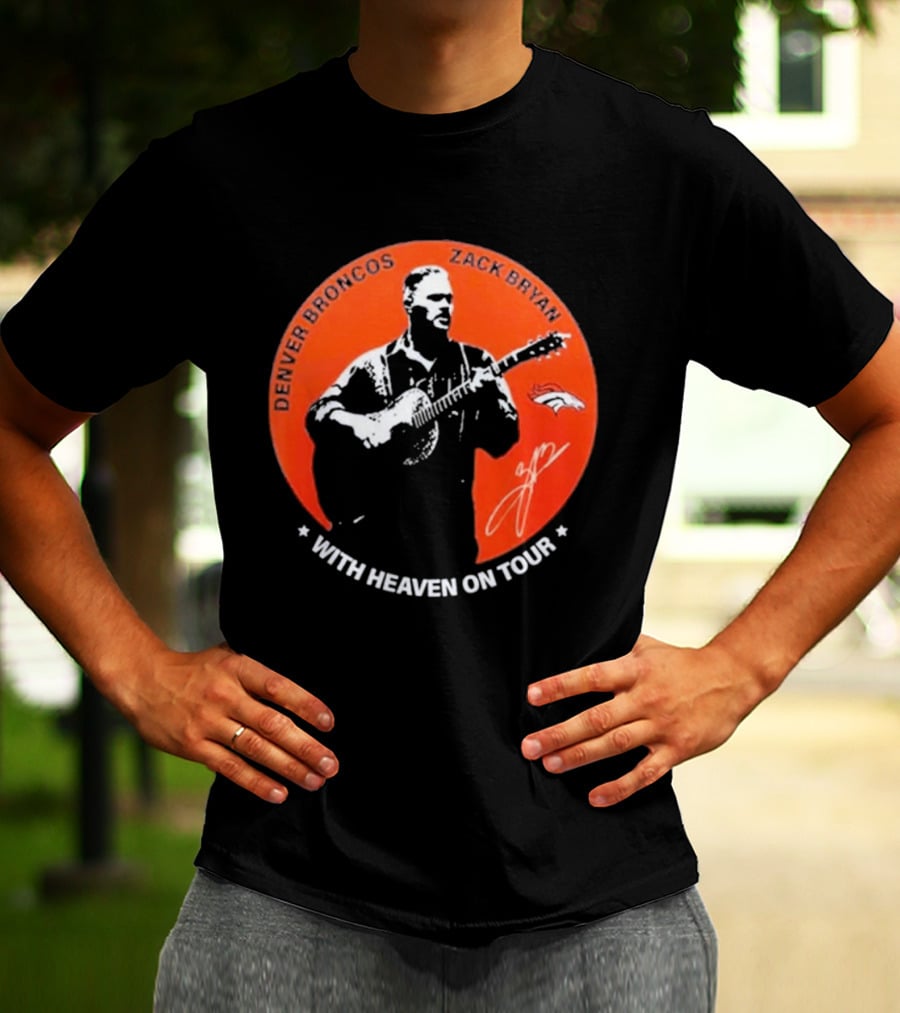 Denver Broncos 2026 Zach Bryan With Heaven On Tour Football Collaboration T-Shirt