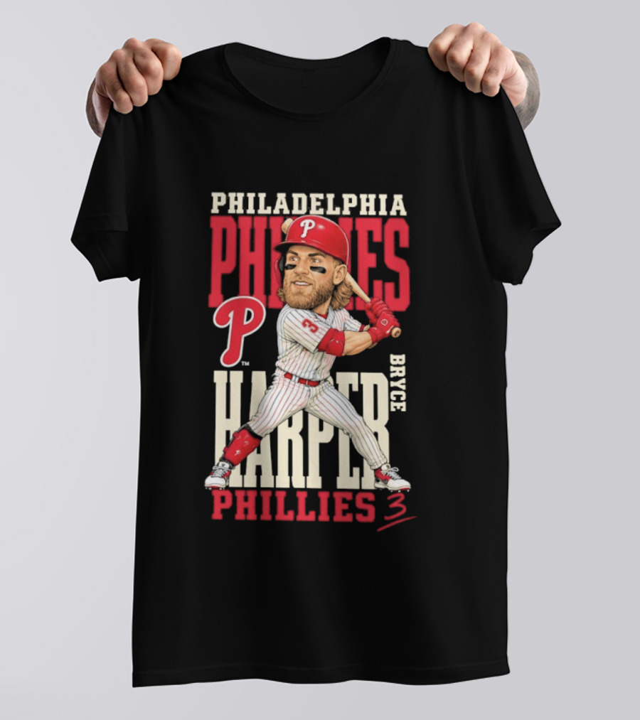 Philadelphia Phillies Bryce Harper 3 Caricature 2026 MLB Season T-Shirt