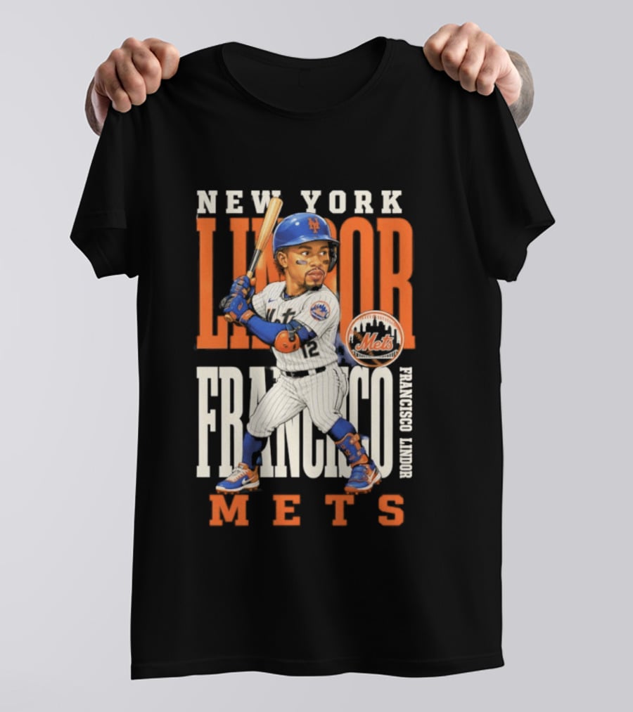 New York Lindor Francisco Mets 2026 Baseball Caricature T-Shirt