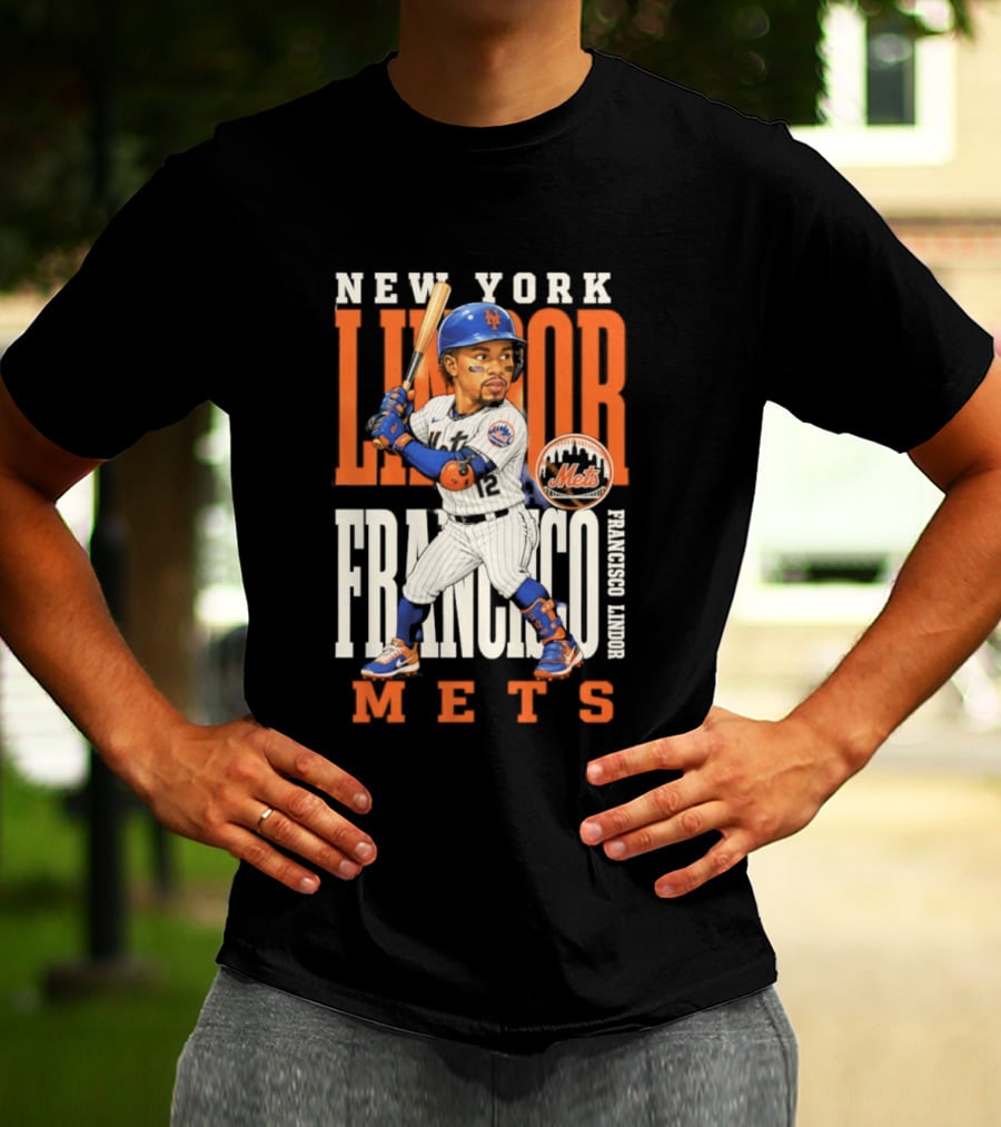 New York Lindor Francisco Mets 2026 Baseball Caricature T-Shirt