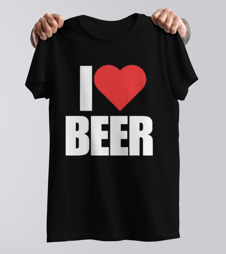 I Love Beer Bold Red Heart T-Shirt