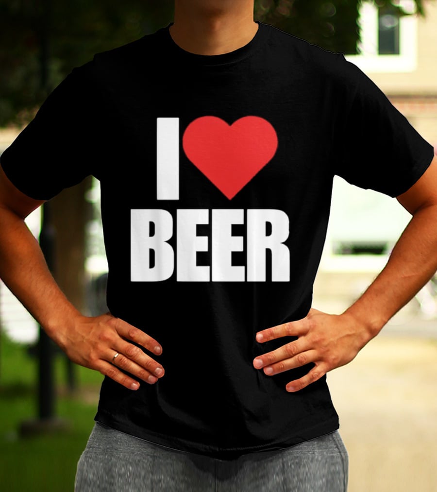I Love Beer Bold Red Heart T-Shirt