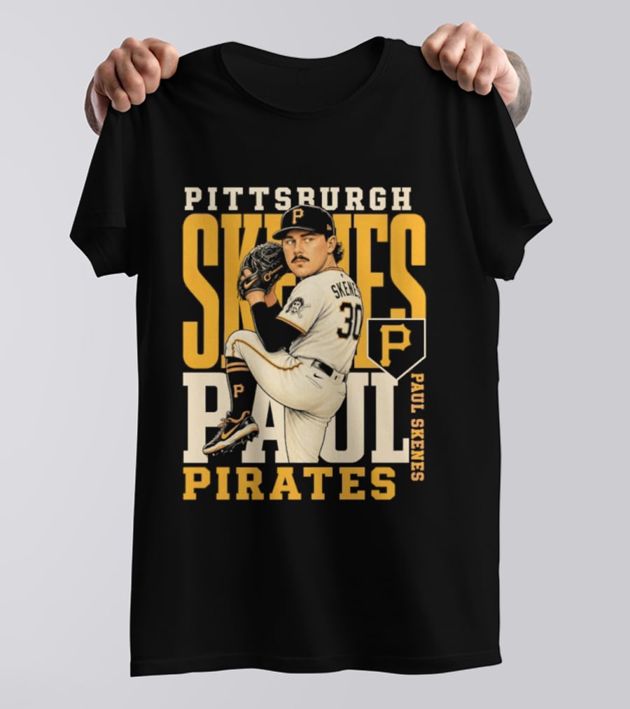 Pittsburgh Pirates Paul Skenes 34 Baseball Player Caricature 2026 Season T-Shirt
