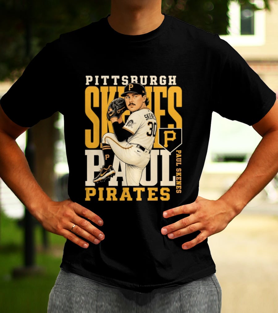 Pittsburgh Pirates Paul Skenes 34 Baseball Player Caricature 2026 Season T-Shirt