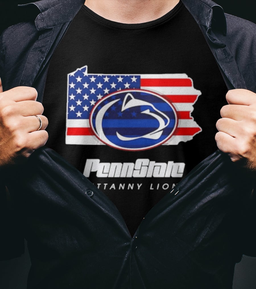 Penn State Nittany Lions Pennsylvania Flag American Pride T-Shirt
