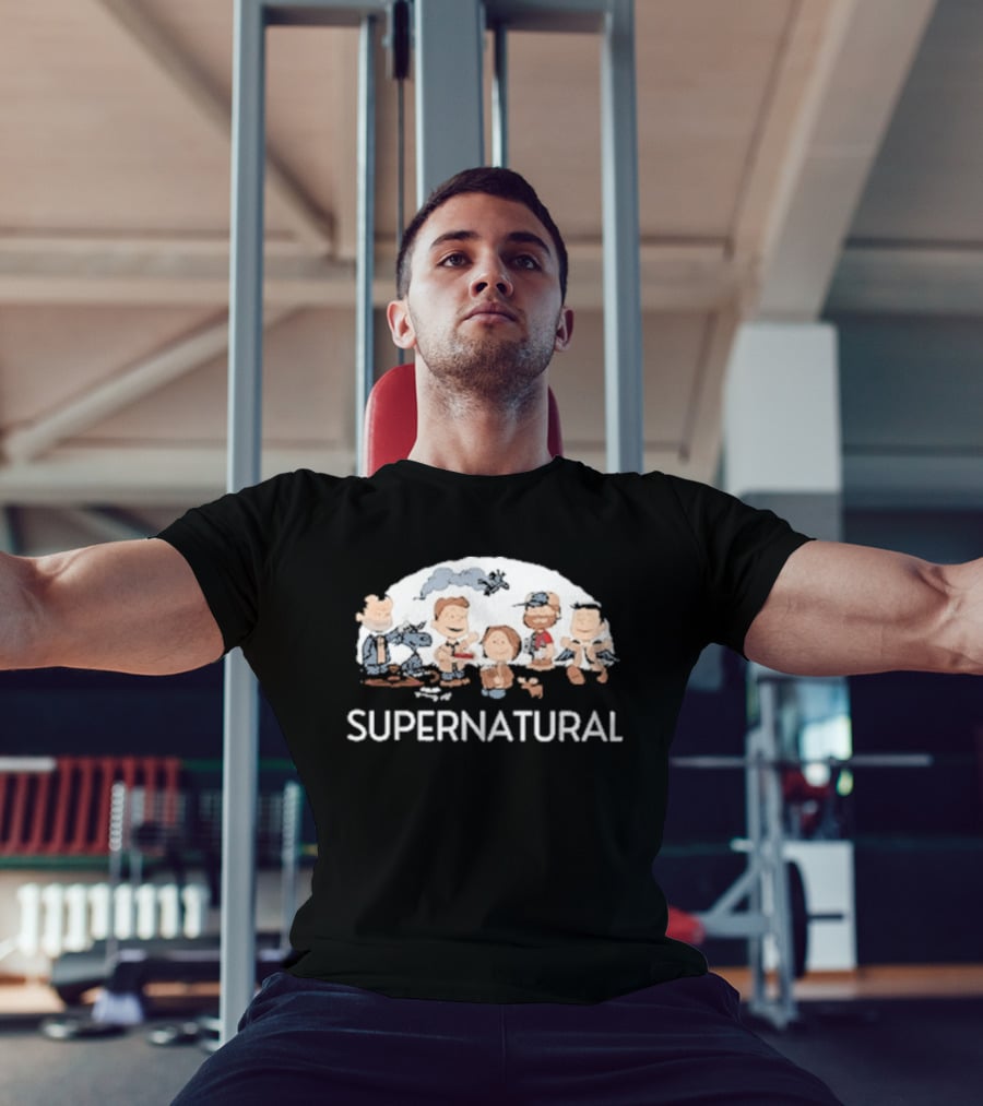 Supernatural Peanuts Cartoon Crossover Characters Collection T-Shirt