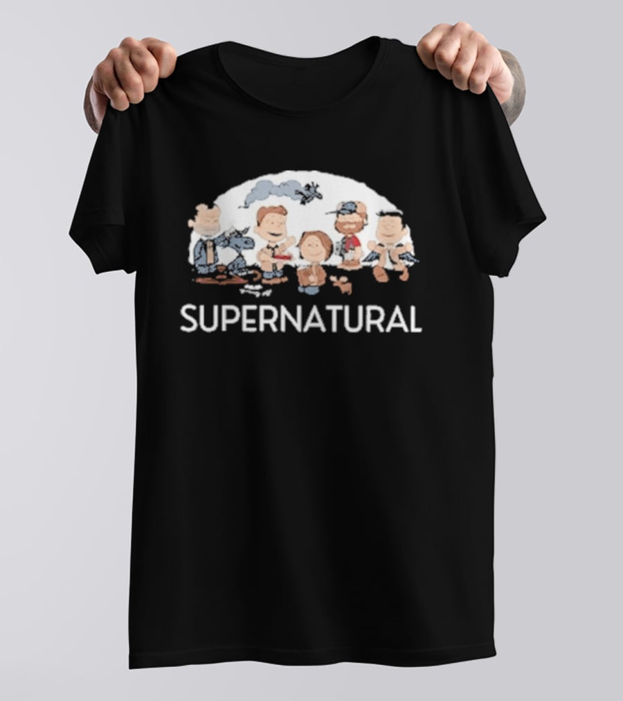 Supernatural Peanuts Cartoon Crossover Characters Collection T-Shirt