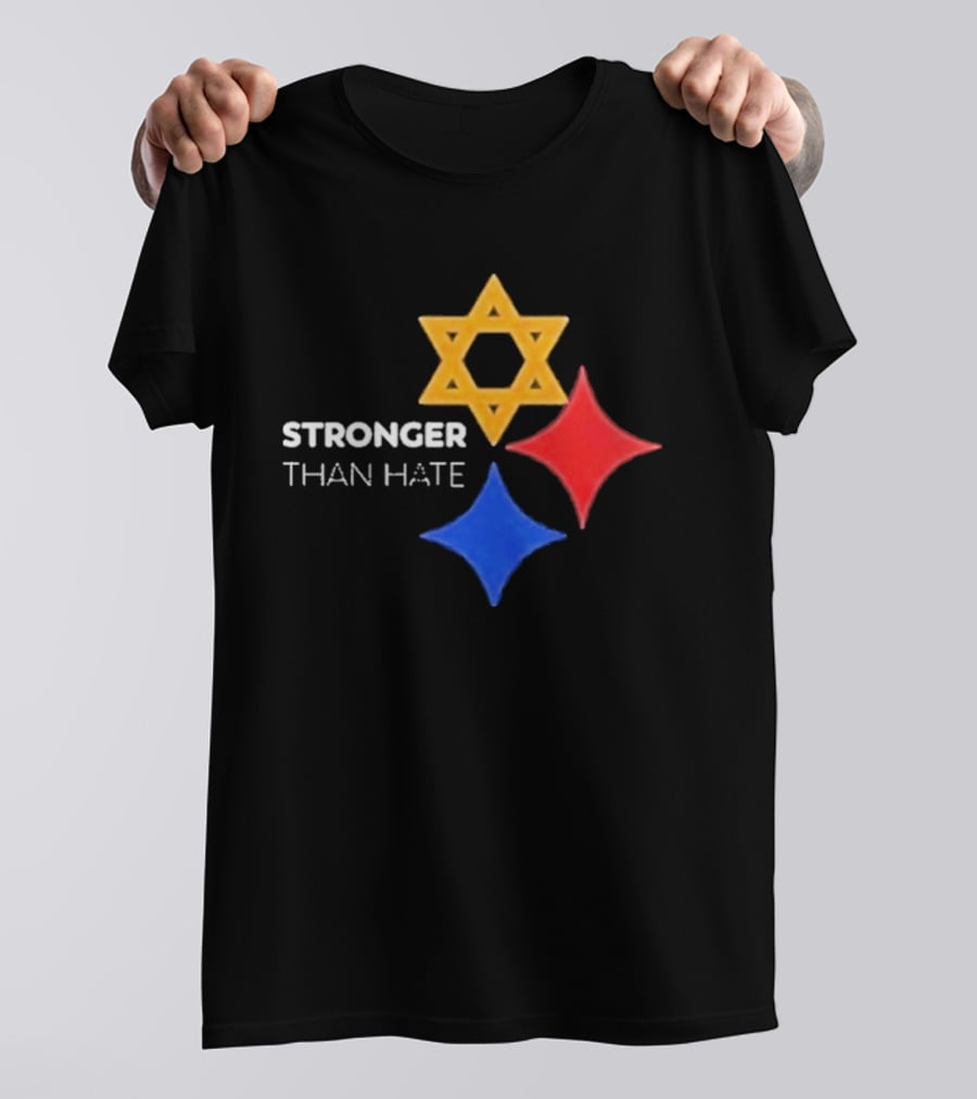 Pittsburgh Steelers Stronger Than Hate Star Of David Yellow Red Blue T-Shirt