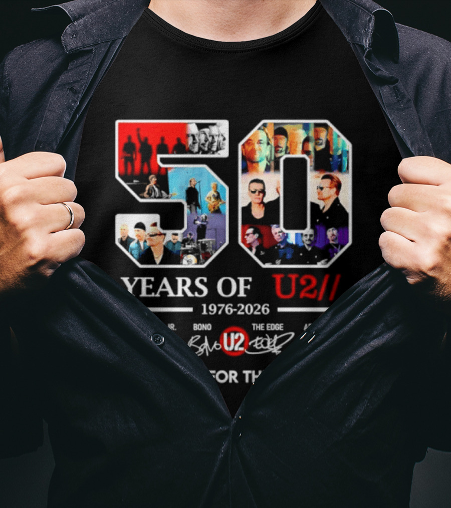 50 Years Of U2 1976 2026 Larry Mullen Jr Bono The Edge Adam Clayton Thank You For The Memories T-Shirt